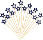 Minisland Big Navy Blue Star Cocktail Picks, 5.5 Inch Long Bamboo Fancy Toothpicks for Appetizers, Decorative Independence Day Holiday Party Food Drinks Garnish Fruit Skewer Sticks 50 Counts - MSL433
