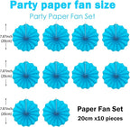 BARTHEW Blue Hanging Paper Fans,Blueaccessories Paper Decorations for Party,Blue Harmony Classroom Decorations,Party Decorations for Boys 8in Hanging Paper Fans 30 Color DIY Set (Sky Blue)