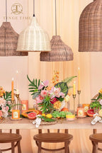 TINGE TIME Artificial Flowers Tropical Citrus & Pink Flower Combo for DIY Summer Wedding Bouquets Table Centerpieces Arrangements Party Baby Shower Home Decorations