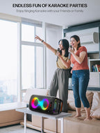 Karaoke Machine for Adults, Portable Bluetooth Speaker with 2 Wireless Microphones, PA System with Disco Lights for Big Party, Outdoor, Supports USB/TF/REC/AUX, Ideal Gifts for Family, Music Lover