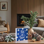Winter Decorations Indoor Winter Decor Let It Snow Home Room Snowflakes Table Wood Box Sign Rustic Wooden Shelf Desk Decor Season Sign House Warming Gifts 5.9 x 5.9 Inch