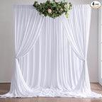 20ft×10ft Wrinkle Free White Backdrop Curtains for Parties, Thick Polyester Drapes for Backdrop, 2 Panels 5×10ft Cloth Photo Backdrop Curtain for Wedding Party Baby Shower Photography Background