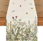 Artoid Mode Antique Herbs and Wild Flowers Summer Table Runner, Spring Fall Kitchen Dining Table Decoration for Home Party 13x48 Inch