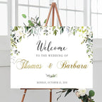 Welcome Sign Wedding, Welcome To Our Beginning Wedding Sign, Greenery Floral Theme Wedding Sign Decoration, Reserved Table Signs For Wedding, Signs For Wedding