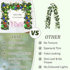 Eucalyptus Garland with Lights, 2Pcs 6FT Green Flower Garland Decor, Artificial Faux Eucalyptus Leaves Greenery Vines for Table Runner Wedding Bedroom Mantle Arches Backdrops Decorations