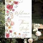 Wildflower Floral Spring Wedding Welcome Signs, Welcome Sign Wedding, Customized Wedding Welcome Sign, Custom Wedding Welcome Sign