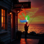Fishing Neon Sign,Neon fish Sign,Neon Signs for Wall Decor,LED Light Up Man Cave Sign with Fish Rod Graphic,Cool Gifts for Fishermen,Bar,Cabin,Rustic Lake House,USB Powered Neon Light