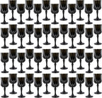 Plastic Wine Glasses，Plastic Goblets Vintage Style Cordial Drinking Glasses for Wedding Reception, Halloween Grand Event Party Supplies (48, Black)