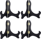 Tatuo 4 Pack Black Wooden Display Stand Plate Stands (5 Inch, Black)