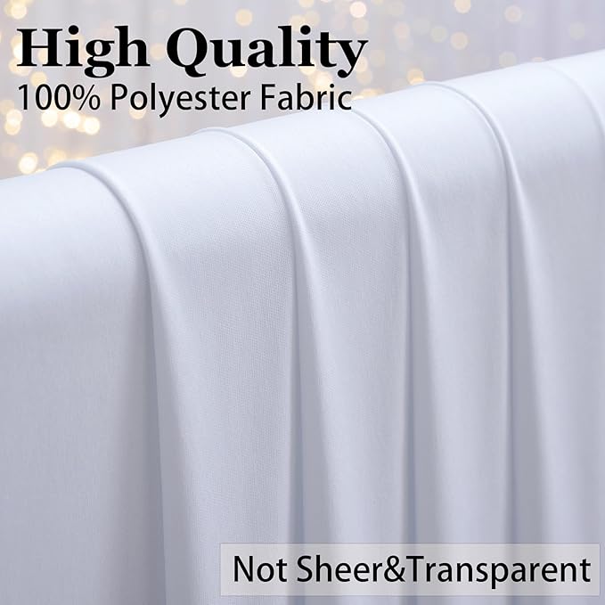 60×14 ft White Wrinkle Free Backdrop Curtain, Soft Silky Polyester Wedding Drapes 12 Panels 14ft Height Photo Backdrop Curtains for Parties Birthday Baby Shower Photography Background Cloth
