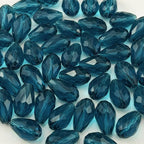 200pcs 3x5mm Teardrop Crystal Glass Beads for Jewelry Making, Faceted Vertical Hole Teardrop Glass Spacer Beads for Wind Chimes Bracelet Earring Necklace DIY Craft(Peacock Blue)