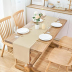 2 Pack Beige Table Runner 12 x 90 Inch Solid Color Farmhouse Runners Coffee Table Dresser for Daily Party Home Decoration