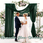 Emerald Green 2 Panels Wedding Arch Draping Fabric 20Ft Length x 28" Width Arch Drapes Chiffon Fabric Sheer Curtains Backdrop for Party Bridal Decorations Wedding Ceremony Stage Reception Decor