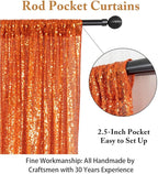 ShinyBeauty Orange Sequin Backdrop Curtains 2 Panels 2FTx8FT Orange Sparkly Sequin Photo Background Shimmer Backdrop Curtains for Party Glitter Curtains Halloween Backdrop Studio Backgrounds