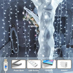Curtain Light for Bedroom, 200LED 6.6x6.6ft White Window Wall Hanging Fairy Curtain String Light, 8 Modes Remote Fairy String Lights Indoor for Wedding Party Home Garden Decorations