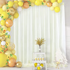 PARTISKY 10ftx7ft Ivory Chiffon Backdrop Curtains, Wrinkle-Free Sheer Fabric Photo Drapes for Wedding Ceremony Arch Birthday Baby Shower Photography Stage Decor 5ft x 7ft, 2 Panel