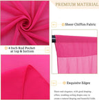MODFUNS Hot Pink Ceiling Drapes for Weddings 5x30ft 2 Panels Sheer Chiffon Ceiling Draping Fabric Fuchsia Sheer Draping Tulle Swag Curtain for Wedding Party Stage Prom Banquet Decoration