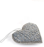 Set of 6 Beaded Heart Ornaments - Rustic Hanging Love Decorations, Farmhouse Wall Decor, Romantic Gifts for Her, Him, or Couples - Handmade Valentine’s Day & Mother’s Day Decor (Grey) - CLEENTABLE