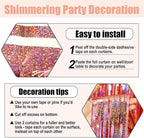 6 Pack Rose Gold Foil Fringe Curtain Backdrop, 3.28Ft x 8.2Ft Metallic Tinsel Foil Fringe Streamer Curtains for Photo Booth, Birthday, Wedding, New Year Party Decorations