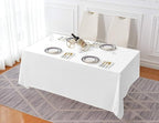 Surmente 5 Pack White Rectangle Tablecloth 90 x 132-inch Rectangular Polyester Table Cloth for Weddings, Banquets, or Restaurants