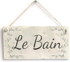 Rustic Wooden Signs Le Bain French Country Wood Bathroom Sign Wall Art Decor Kitchen Cafe Pub Decor Gift 6x12 INCH