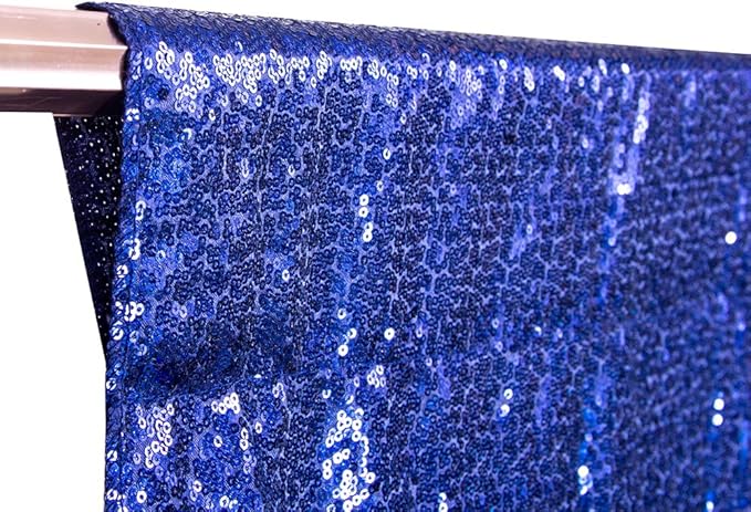 SquarePie Sequin Backdrop Not See Through Thick Background Glitter Curtain Party 6FT x 6FT Navy Blue