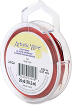 Artistic Wire, 24 Gauge Tarnish Resistant Colored Copper Craft Wire, Red, 20 yd