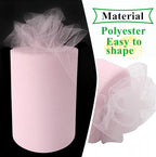 Light Pink Tulle Fabric Rolls 6 Inch by 100 Yards (300 feet) Fabric Spool Tulle Ribbon for DIY Light Pink Tutu Bow Baby Shower Easter Birthday Party Wedding Decorations Christmas Craft Supplies