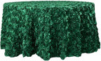 Efavormart 120" Hunter Emerald Green Grandiose 3D Rosette Satin Round Tablecloth for Wedding Party Event Decoration