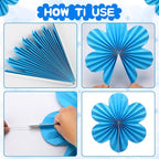 BestoFun 12 PCS Paper Flowers Fans Mexican Party Decorations Paper Flowers Decorations for Wall Girl Groovy Birthday Baby Shower Wedding Bachelorette Room Hanging Décor