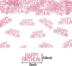 Pink Happy Birthday Confetti - Girl Birthday Party Decorations - Light Pink Glitter Scatters for Baby Girl Party Table Decor Supplies - 100PC