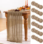 Nude Cheesecloth Table Runner 6 Pack Fall Table Runners Boho Gauze 120 Inches Coffee Cheese Cloth Fall Table Decorations for Thanksgiving Wedding Bridal Baby Shower Tea Party Decor