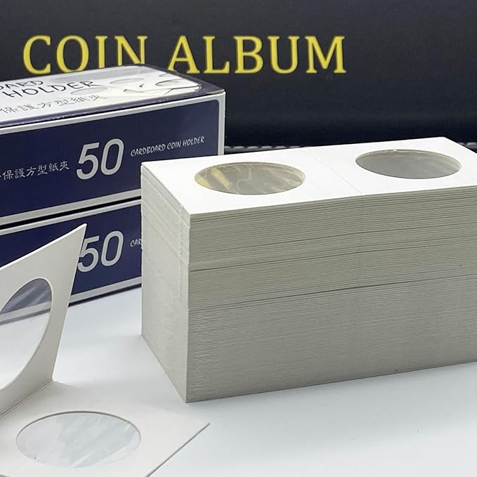 200 PCS Premium Cardboard Coin Flips 2 x 2 inch Coin Collection Supplies for Small Dollar, Mylar Coin Flips Coin Holders for Collectors (Small Dollar Coin Flips)