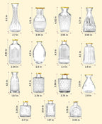 Premium Heirloom Hills Bud Vases for Home Decor, Crystal Clear Glass Flower Vase Set of 30 with Hand-Painted Gold Rims, Small Vases for Centerpieces and Wedding Decorations (Clear, Set of 30)