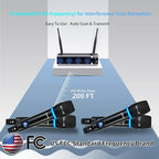 4 Channel Rechargeable Wireless Microphone System, Pro UHF Metal Handheld Wireless Microphones Cordless Mics for Karaoke Singing Church with VOL Control, 4x50 Adjustable Frequency(G8)