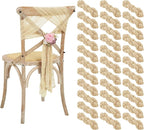 50 PCS Cheesecloth Chair Sashes Bows Wedding Aisle Decorations Chair Ribbon Ties Back Sash for Wedding Party Events Banquet Chair Cover Decoration (Beige)