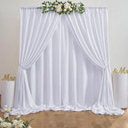 50ft x 10ft Thick Ivory Backdrop Curtains for Parties, 10 Panels 5ft x 10ft Non See Through Ivory Polyester Wedding Drapes Photo Backdrop for Birthday Party Graudation Photography Home Decor