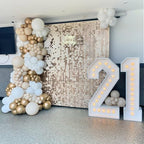 Qcity Champagne Gold Shimmer Wall Backdrop 36PCS, Black Back Not See-Through Design, Square Sequin Glitter Backdrop Panel, Perfect for Outdoor Events, Birthdays, Wedding and Party Decoration