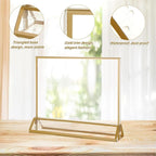 8PCS 6x4 Acrylic Sign Holders with Golden Border, Double-Sided Picture Frames, Clear Gold Table Number Holders for Wedding Reception, Centerpiece, Decoration, Party