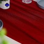 MDS 15 Pack 10ft Chiffon Table Runner 29 x 120 Inches Sheer Wedding Runner Romantic Rustic Table Runner for Wedding Decorations, Birthday Parties, Bridal Shower Party Arch Decor - Apple red