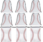 SAOTD 50 Pack Baseball Goodie Bags 7.87x9.84 inch (20x25 cm), Party Fvors Gift Treat Snack Bags, Baseball Drawstring Bag for Boys Girls Birthday Sports Theme Party Supplies