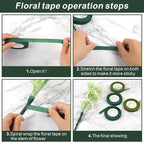 DSUWAZU Floral Tape and Wire Arrangement Tools Kit, Green Tape, Boutonniere Pin for Bouquet Stem Wrap, Florist and Wreath Making Supplies