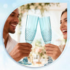 Plastic Champagne Flutes, 24PCS Light Cyan Wine Glasses Goblets Cups Reusable Flute, for Weddings Bachelor Parties Toasting and Events(24, Light Cyan)