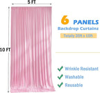 30ftx10ft Pink Backdrop Curtains for Party Background, Wrinkle Free Pink Photo Curtains Backdrop Drapes 6 Panels Back Drop Cloth for Wedding Birthday Photography Baby Shower Decor