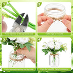 6 Set Centerpiece Table Decorations Mason Jar Table Centerpiece with Flower Mason Jar Wedding Centerpieces Vases Decor for Reception Engagement Party Bridal Shower (White Rose)