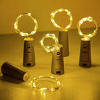 Aluan Wine Bottle Lights with Cork, Christmas Lights 10 Pack 20 LED Mini Fairy String Light, Waterproof Battery Operated Cork Lamp for Liquor Bottles Party Bar Wedding Table Decoration, Warm White
