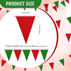 Tatuo 200 Feet Solid Pennant Banners Flags String Triangle Hanging DIY Bunting Flags Party Decorations for Grand Opening Party Banners for Kids Birthday, Shops (Red and Green)