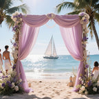 VOK Wedding Arch Draping Fabric Chiffon Fabric, 29in x 18Ft 2 Panels Sheer Chiffon Outdoor Curtain for Wedding Ceremony Birthday Party Decoration (Dusty Rose,2 Panel)