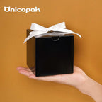 UnicoPak 50 Pack 4x4x4 Black Gift Boxes, Elegant Small Gift Boxes with Lids for Birthday Party Wedding Holiday Christmas, Gift Box for Ornaments Treats Candle Mug Crafting