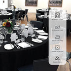 6 Pack Round Tablecloths - 108 Inch, Black Polyester Table Cover for Round Table, Stain and Wrinkle Resistant Washable Fabric Table Cloth, Polyester Tablecloth for Wedding Banquet Parties
